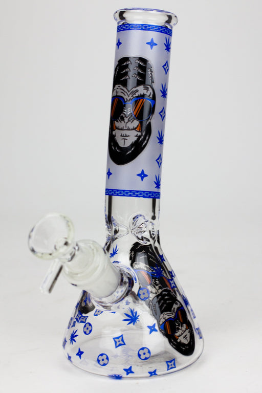8" Glow in the dark Gorilla glass water bong-Blue - One Wholesale