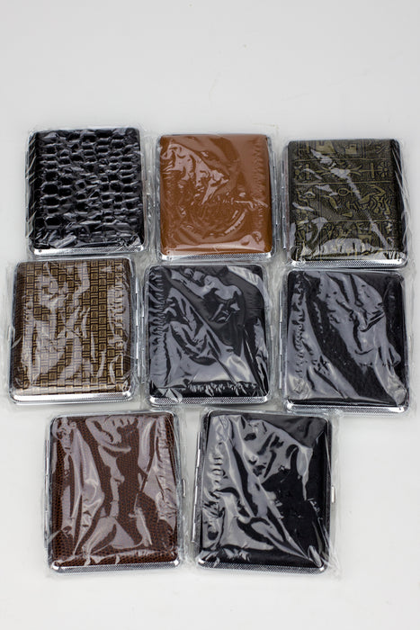 Metal Leather Cigarette Case Box of 12- - One Wholesale