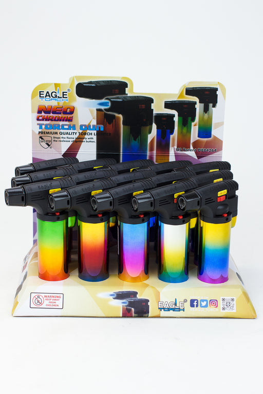 Eagle Torch-Neo Chrome Torch gun lighter Box of 15 Lighters ONE