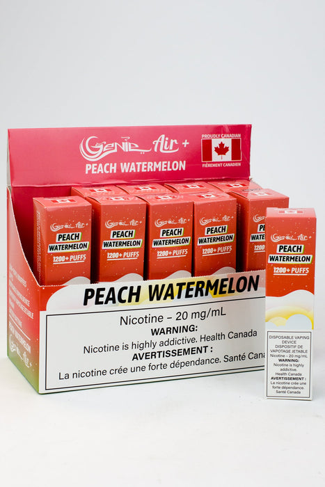 Genie Air+ disposable 1200 Puff Pod 20 mg/mL-Peach Watermelon - One Wholesale