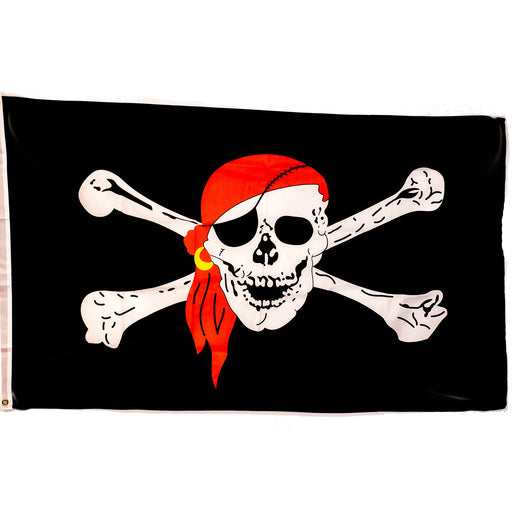Skull Flag 3'x5' Collectable Items ONE Pirate Red Scarf
