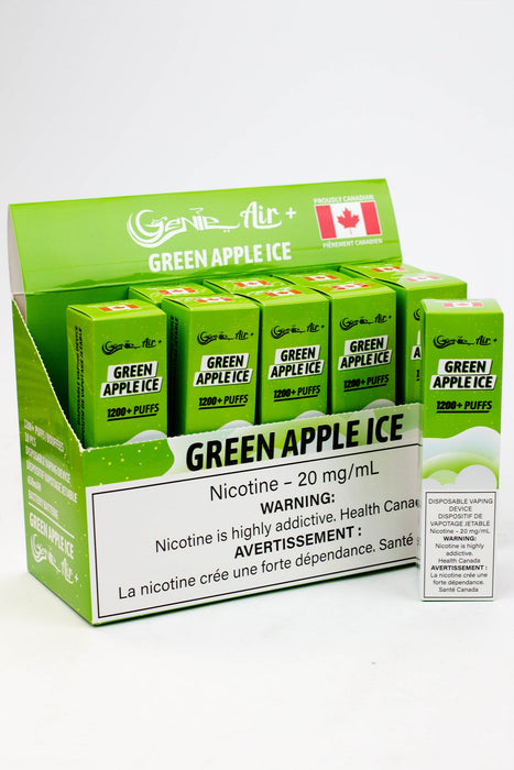 Genie Air+ disposable 1200 Puff Pod 20 mg/mL-Green Apple Ice - One Wholesale