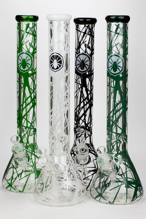 18" Spider web 9mm beaker glass bong- - One Wholesale