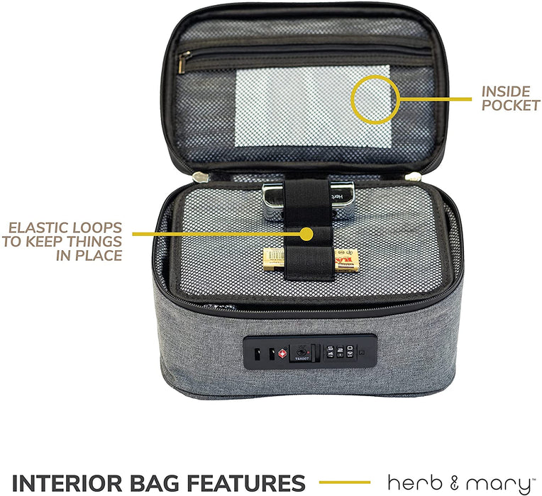 Herb & Mary | Smell Proof Accessories Storage Stash Case w/Integrated Combo Lock (Medium) Pouch Herb & Mary