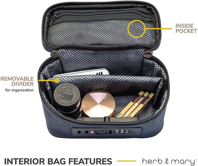 Herb & Mary Smell Proof Accessories Storage Stash Case w/Integrated Combo Lock (Small) Pouch Herb & Mary