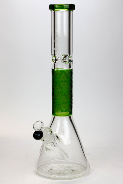 16" Genie 9 mm beaker glass water bong-Green - One Wholesale