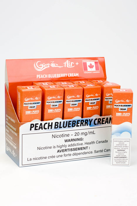 Genie Air+ disposable 1200 Puff Pod 20 mg/mL-Peach Blueberry Cream - One Wholesale