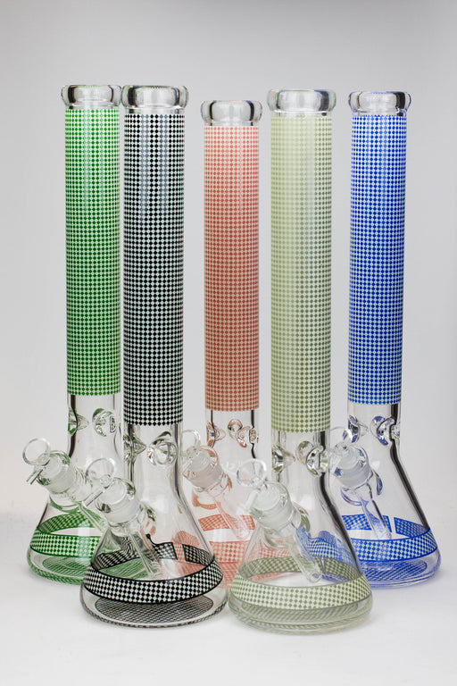 18" Diamond pattern Glow in the dark 7 mm glass beaker bong Glass Bong ONE