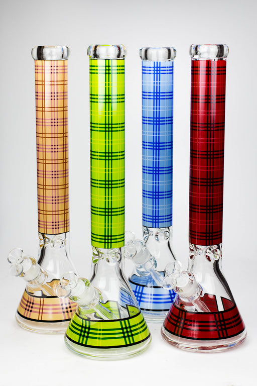 17.5" Check pattern 9 mm glass beaker bong Glass Bong ONE