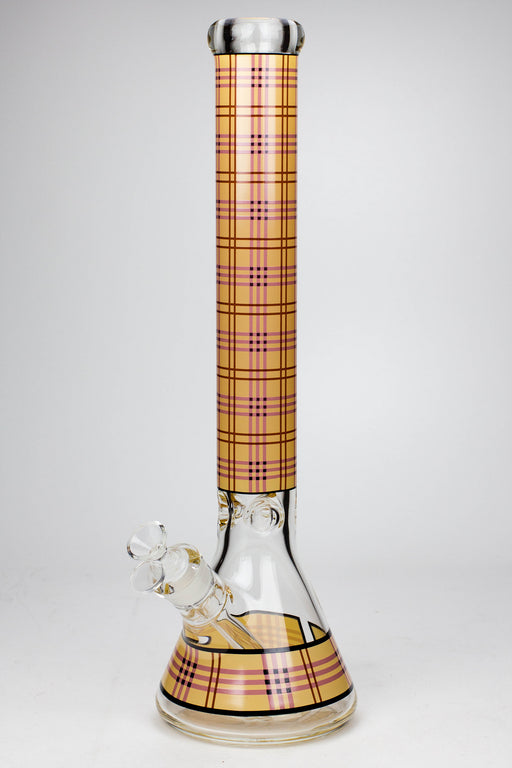 17.5" Check pattern 9 mm glass beaker bong Glass Bong ONE Orange