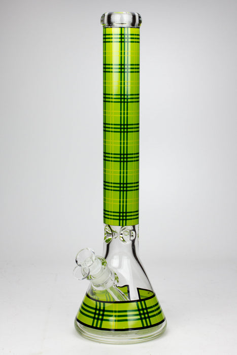 17.5" Check pattern 9 mm glass beaker bong-Green - One Wholesale