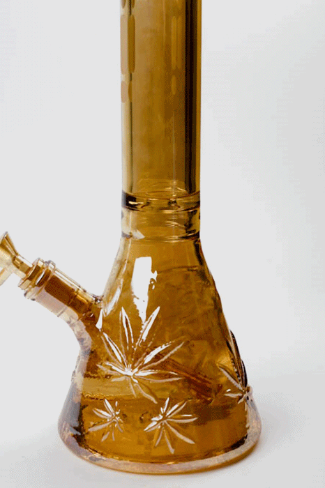 14" Infyniti embossed leaf beaker 7 mm glass bong- - One Wholesale