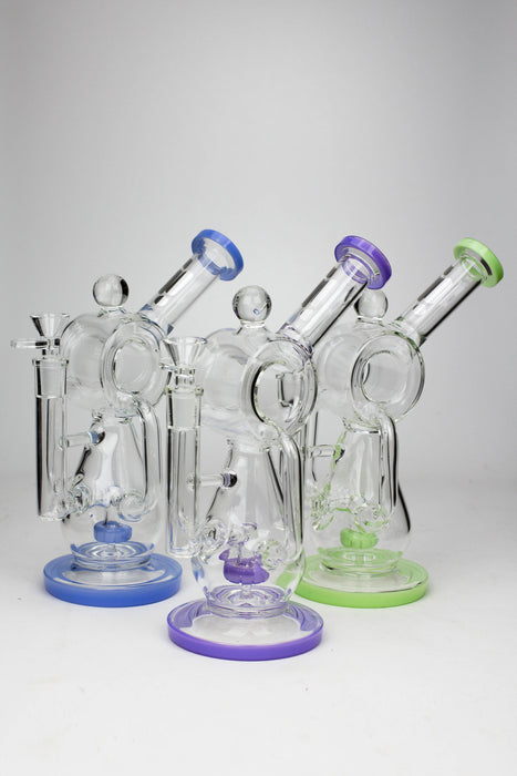 9.5" Infyniti barrel recycler with showerhead diffuser bong- - One Wholesale