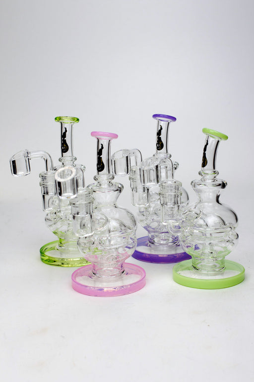 6" Genie Double glass recycle rig with shower head diffuser- - One Wholesale