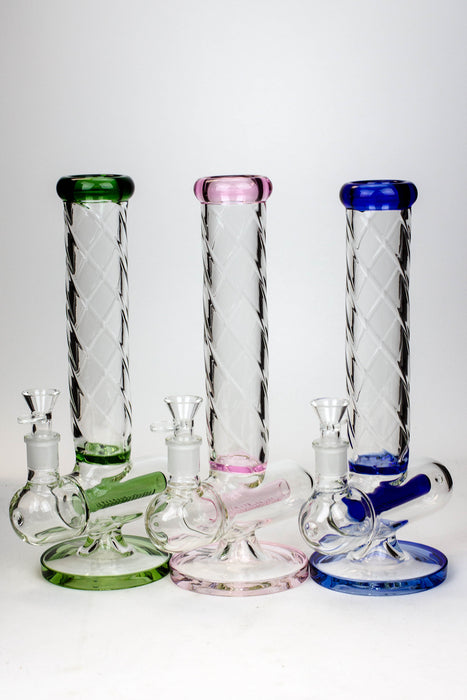 12" Infyniti Twist pattern tube inline diffused water bong Beaker Bong ONE