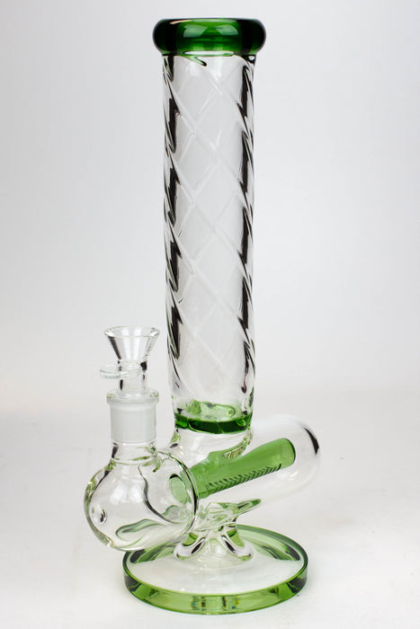 12" Infyniti Twist pattern tube inline diffused water bong-Green - One Wholesale