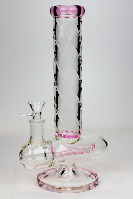 12" Infyniti Twist pattern tube inline diffused water bong Beaker Bong ONE Pink