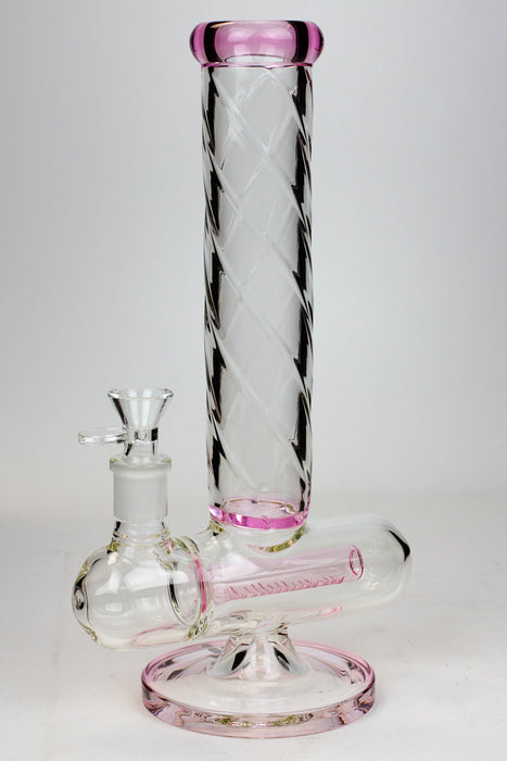 12" Infyniti Twist pattern tube inline diffused water bong-Pink - One Wholesale