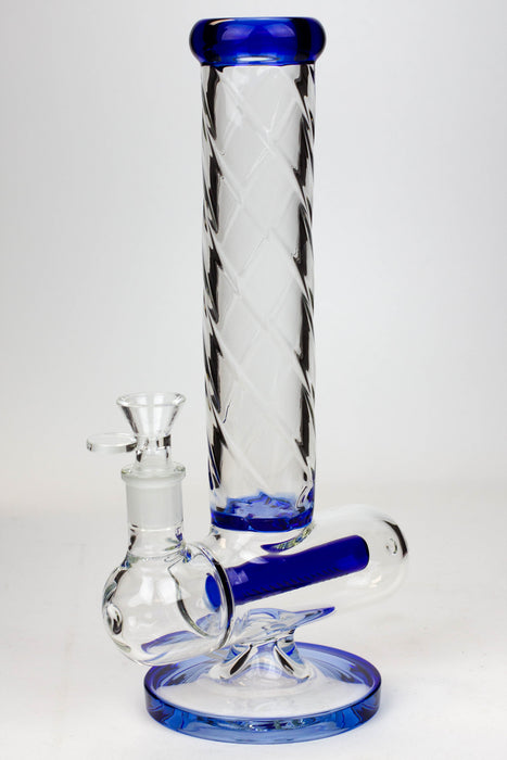 12" Infyniti Twist pattern tube inline diffused water bong-Blue - One Wholesale