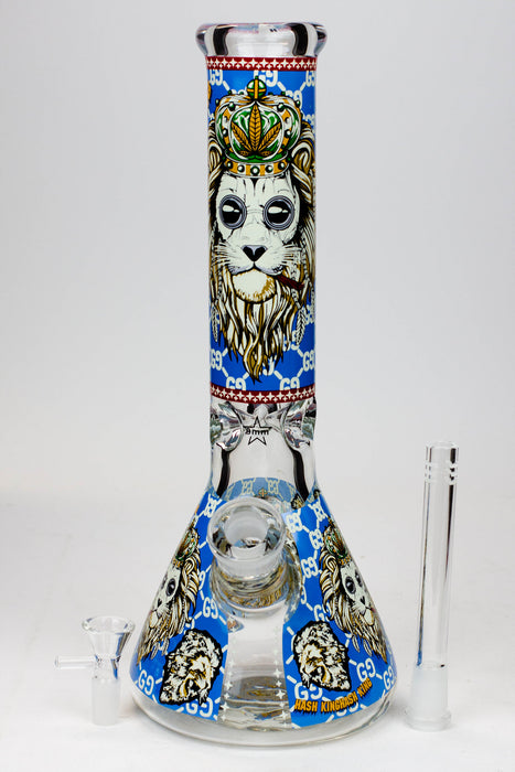 14" Hash King Glow in the dark 9 mm glass bong- - One Wholesale