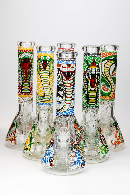 14" King Cobra Glow in the dark 9 mm glass bong- - One Wholesale