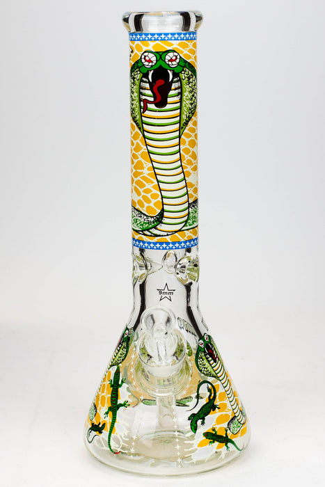 14" King Cobra Glow in the dark 9 mm glass bong-D - One Wholesale