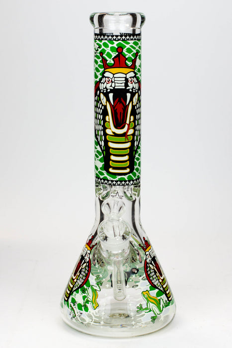 14" King Cobra Glow in the dark 9 mm glass bong-E - One Wholesale