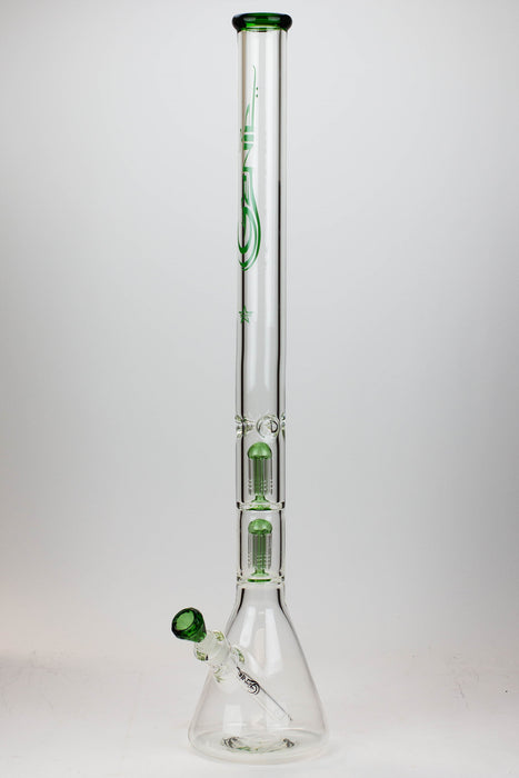 30" Genie 9 mm Dual tree arms beaker glass water bong-Green - One Wholesale