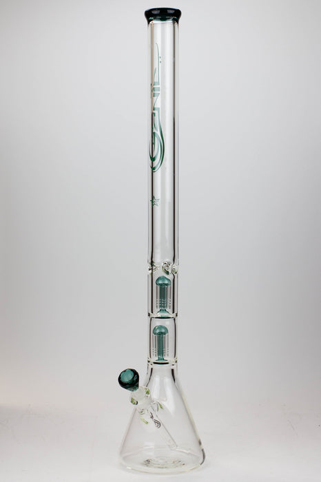 30" Genie 9 mm Dual tree arms beaker glass water bong-Teal - One Wholesale