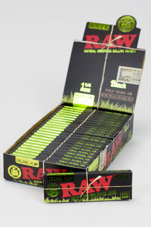 RAW Black Organic Hemp Rolling Paper-1 1/4 - One Wholesale