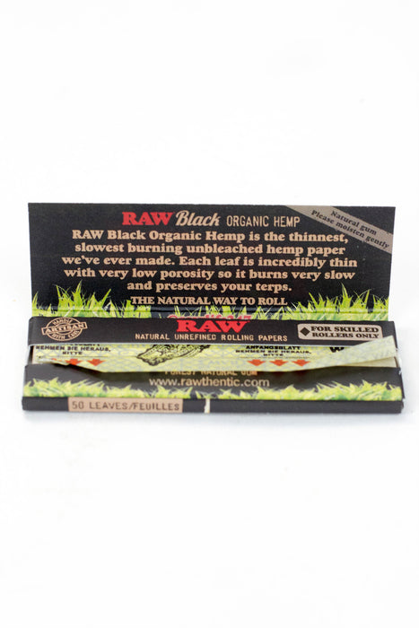 RAW Black Organic Hemp Rolling Paper- - One Wholesale