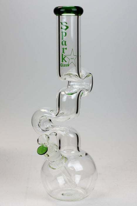 16" Spark 7mm kink zong glass bong-Green - One Wholesale