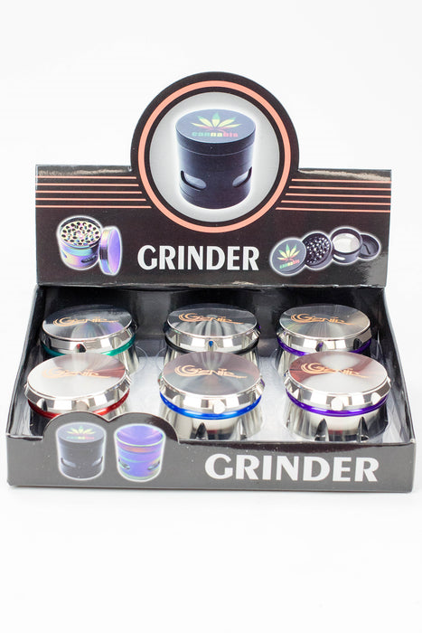 Genie 4 parts silver herb grinder Box of 6- - One Wholesale