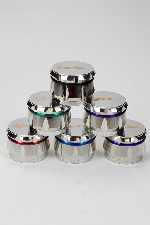 Genie 4 parts silver herb grinder Box of 6 Display Pack ONE