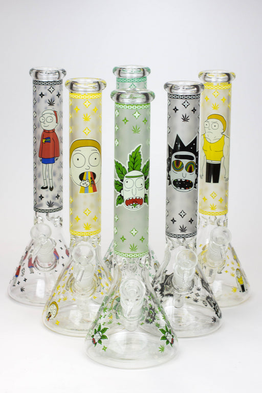 12" Cartoon glass water bong-Glow in the dark- - One Wholesale