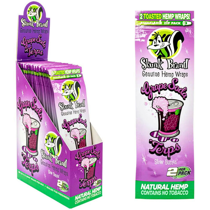 Skunk Hemp Wraps Terp Enhanced Box of 25 Leaf Wrap ONE Grape Soda