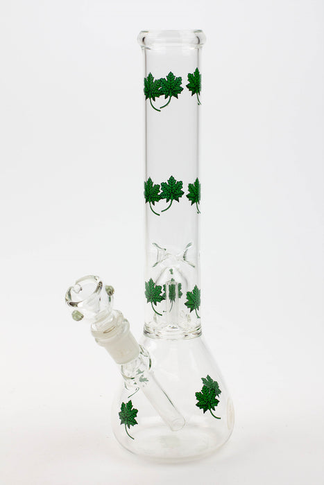 11.5" single dome percolator glass water bong-Maple Leaf - One Wholesale