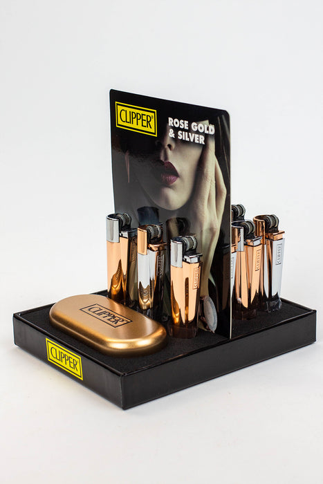 CLIPPER ROSE GOLD AND SILVER CMP11 METAL LIGHTERS COLLECTION BOX OF 12 Lighter ONE