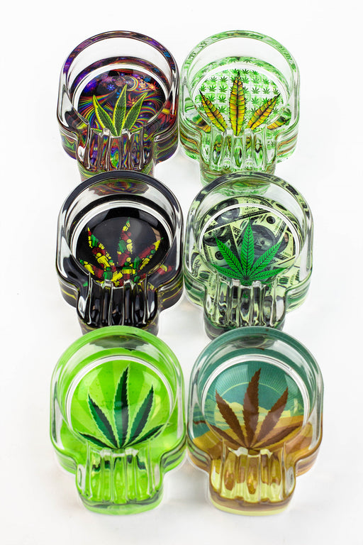 Skull shape glass ashtray Box of 6-Leaf A - One Wholesale