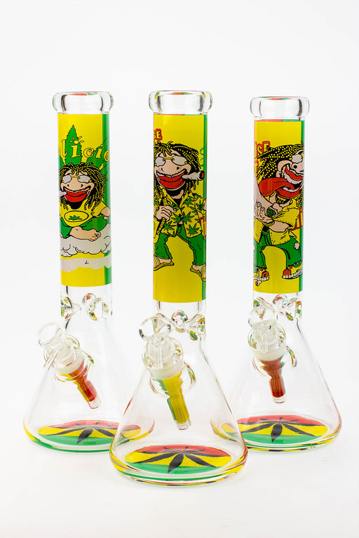 13.5" Rasta Man / 7 mm / classic beaker glass bong- - One Wholesale