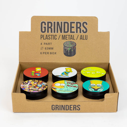 4 parts 63 mm Cartoon Metal grinder Box of 6 Display Pack ONE