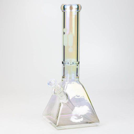 13" Infyniti 7 mm electroplated glass pyramid base bong-Clear Sunshine - One Wholesale