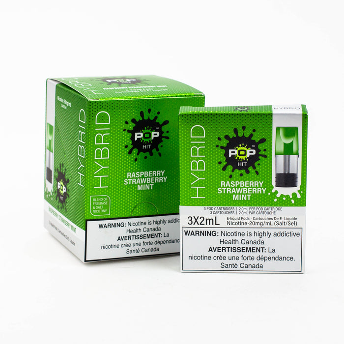 HYBRID Pop Hit STLTH Compatible Pods Box of 5 packs (20 mg/mL)-Raspberry Strawberry Mint - One Wholesale