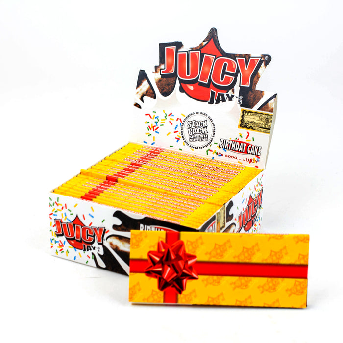 Juicy Jay's Birthday Cake King size Supreme Stack Pack rolling paper Box of 24- - One Wholesale
