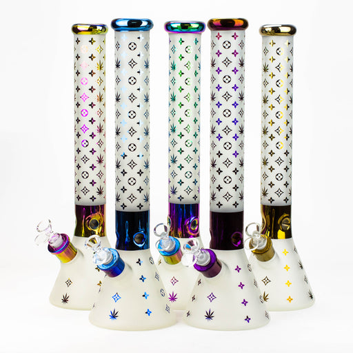 17.5" Luxury Pattern 7 mm frosted glass beaker bong Bongs ONE