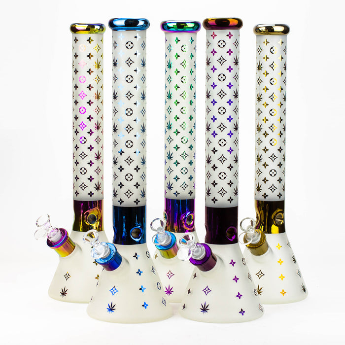 17.5" Luxury Pattern 7 mm frosted glass beaker bong Glass Bong ONE