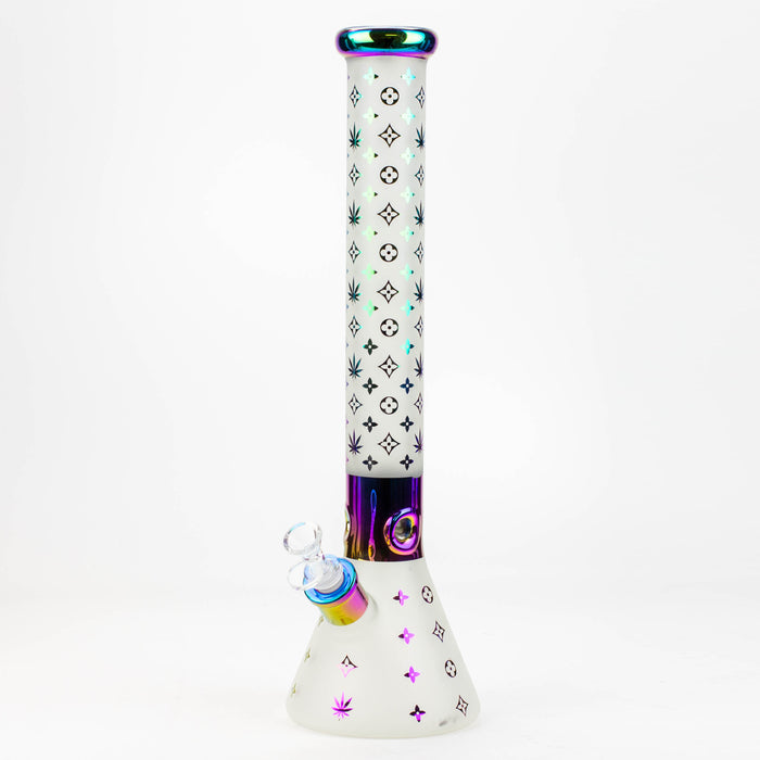 17.5" Luxury Pattern 7 mm frosted glass beaker bong Glass Bong ONE Green