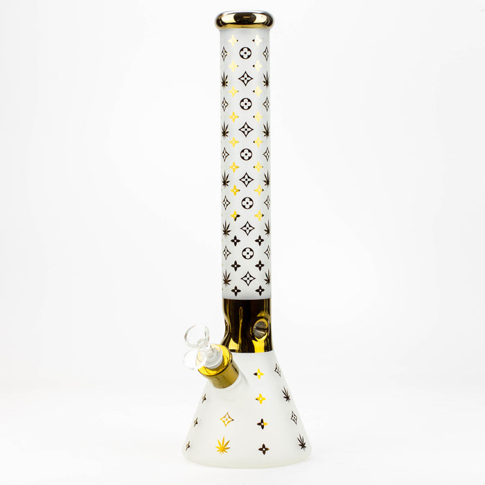17.5" Luxury Pattern 7 mm frosted glass beaker bong Glass Bong ONE Gold