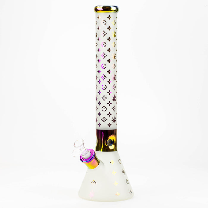17.5" Luxury Pattern 7 mm frosted glass beaker bong Glass Bong ONE Pink