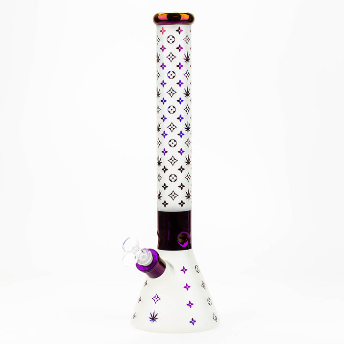 17.5" Luxury Pattern 7 mm frosted glass beaker bong Glass Bong ONE Red